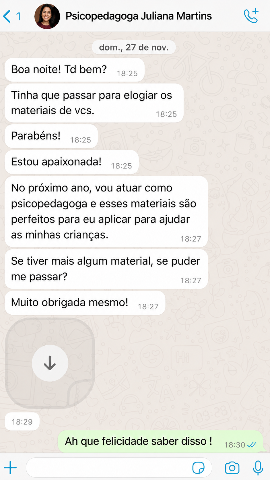 Mensagem real enviada por profissional da educação sobre o Educar com Facilidade 1