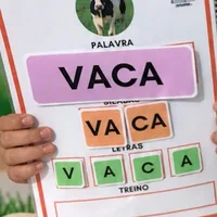 Atividade da palavra VACA em sílabas e letras